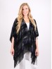 Sheer Velvet Ink Print Cape W/ Fringes